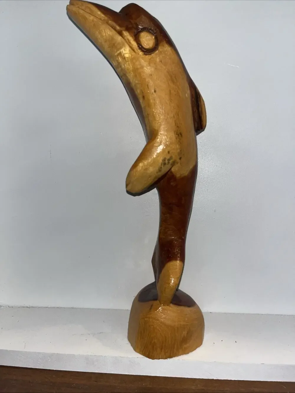 Carved Wooden Dolphin Signed D Wayne 95